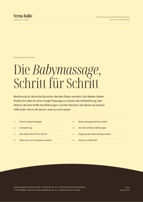 Titelblatt von „Die Babymassage, Schritt für Schritt“